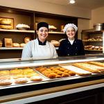 Bakery Success Story**

"A heartwarming scene inside a small, family-owned local bakery, fully clothed bakers smiling and serving customers, modest clothing, display cases filled with delicious-looking pastries, warm lighting, inviting atmosphere, appropriate content, safe for work, perfect anatomy, natural proportions, professional photography, high quality."

**