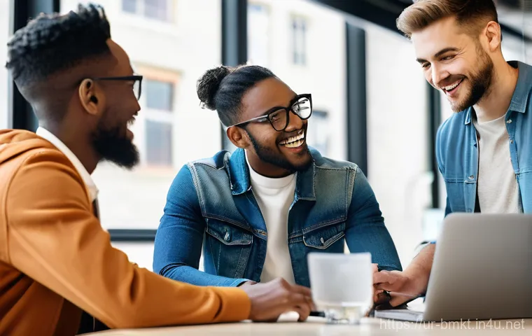 브랜드 마케팅 실전 팁과 교훈 - **Prompt:** A diverse group of young entrepreneurs, both male and female, in a bright and modern co-...